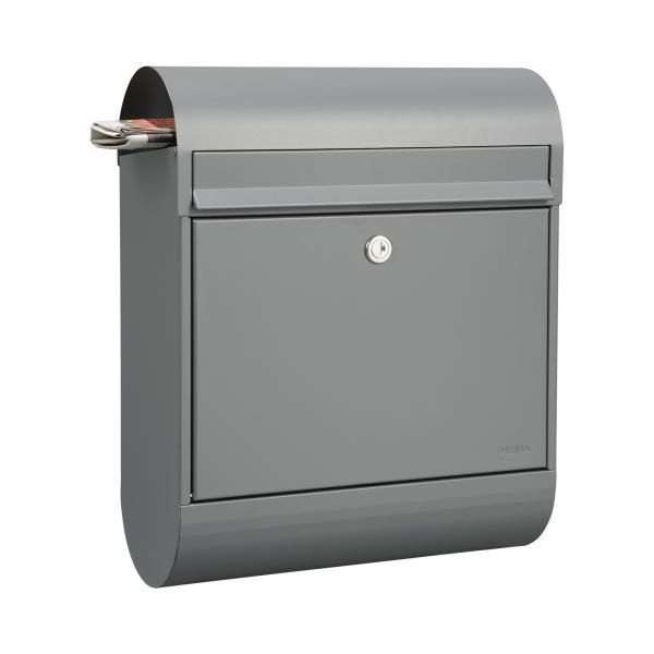 Mefa Briefkasten Ruby 866 Basaltgrau RAL 7012 mit integrierter Zeitungsrolle